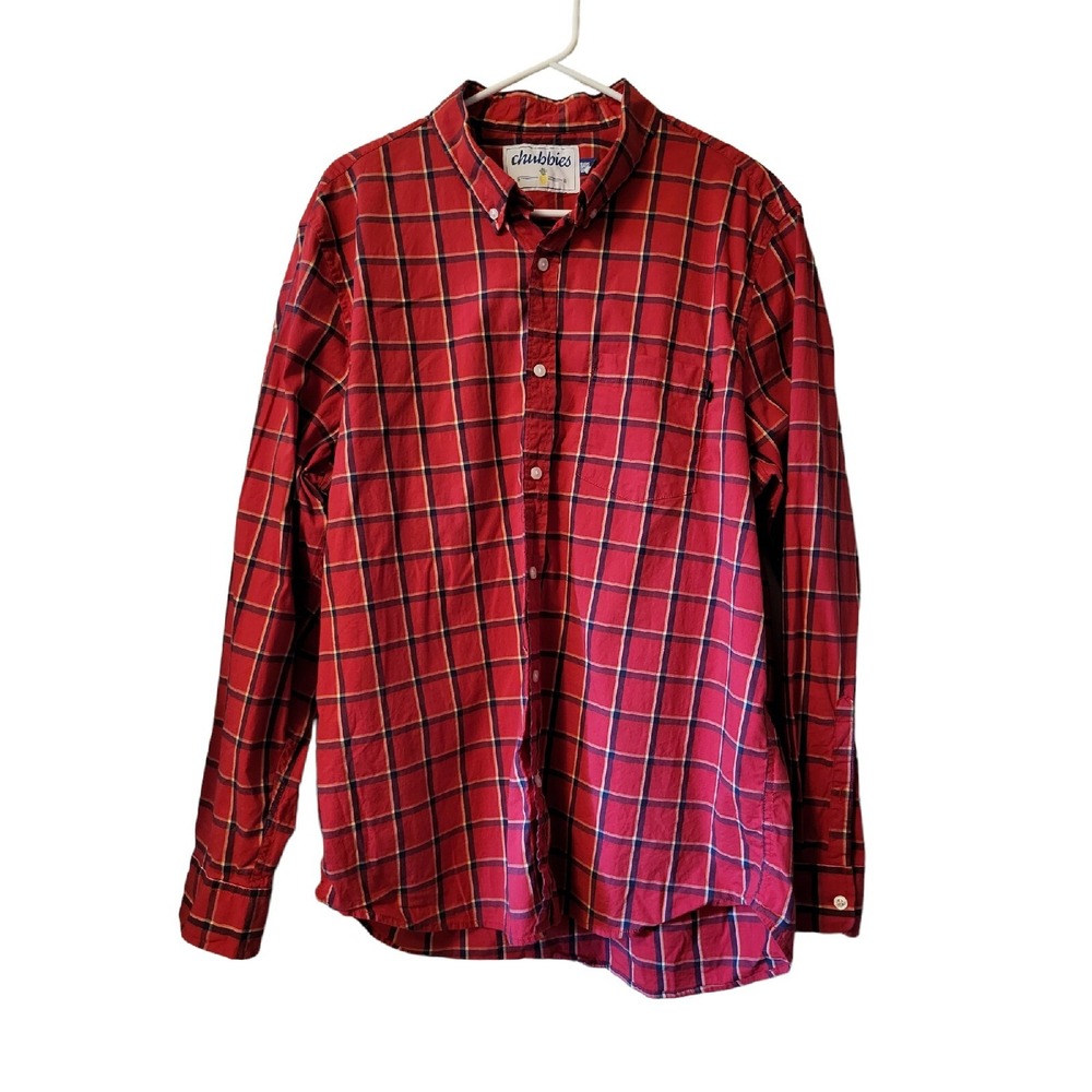 CHUBBIES‎ Tartan Plaid Oxford Button Down Casual Shirt Men's XXL Pineapple Tag